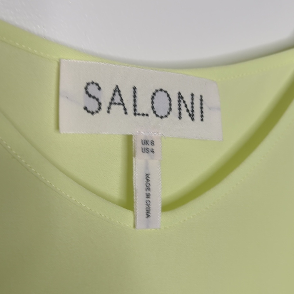 Saloni Camisole Slip Dress Flirty Lightweight Fairy Chartreuse 4 - Picture 8 of 10
